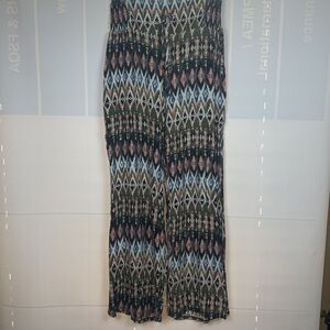 Peace & Pearls tribal pattern palazzo pants, small